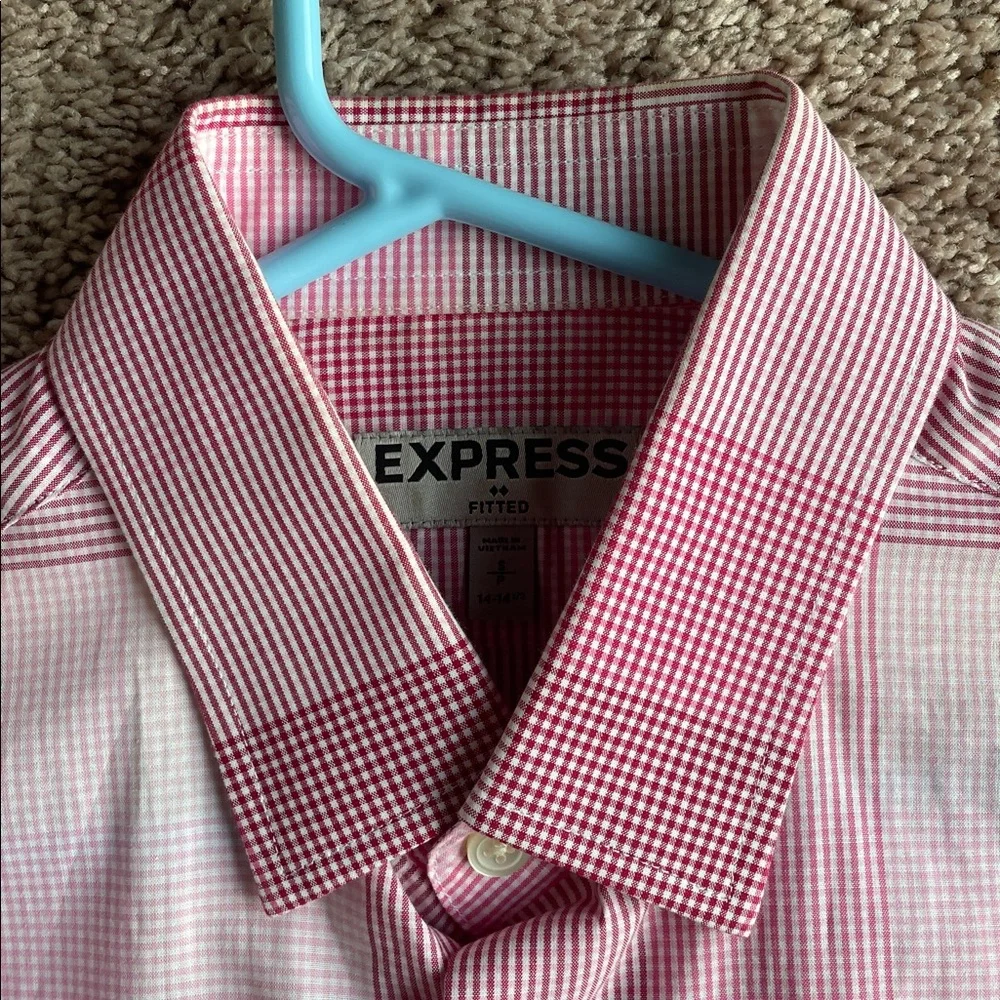 Express Pink and White Striped Men's Shirt - Picture 3 of 7